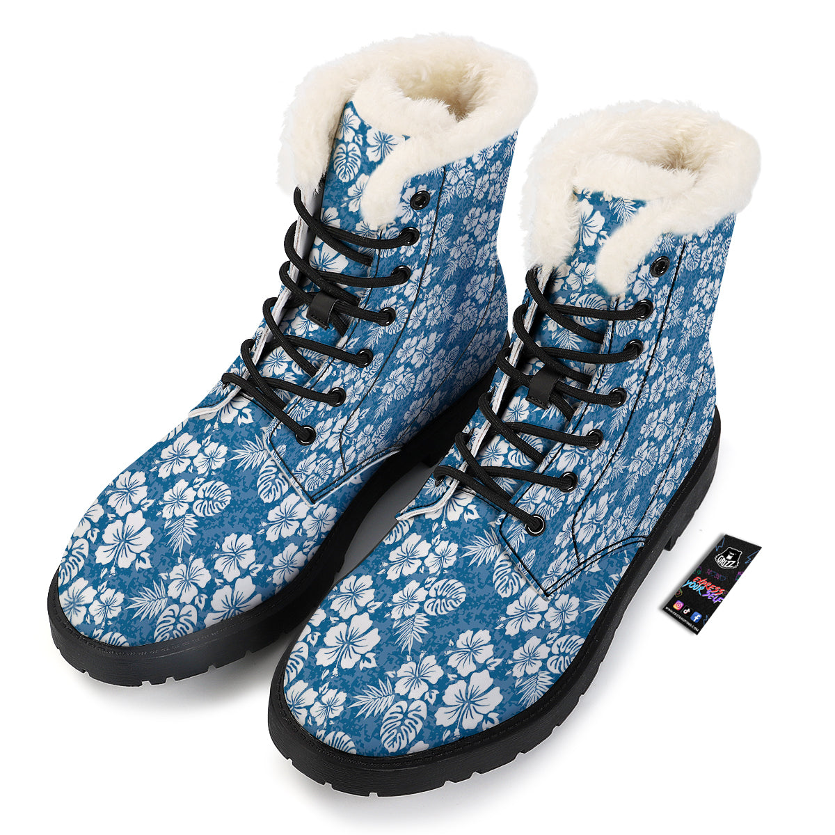 Camo Flower Aloha Hawaiian Print Pattern Winter Boots-grizzshop