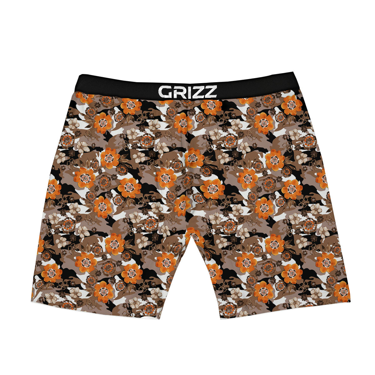 Camo Flower Brown Hawaiian Print Pattern Boxer Briefs-grizzshop