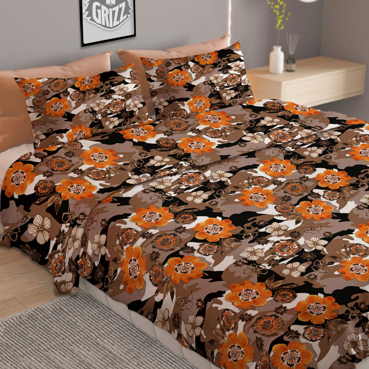 Check White And Grey Print Pattern Duvet Cover Bedding Set
