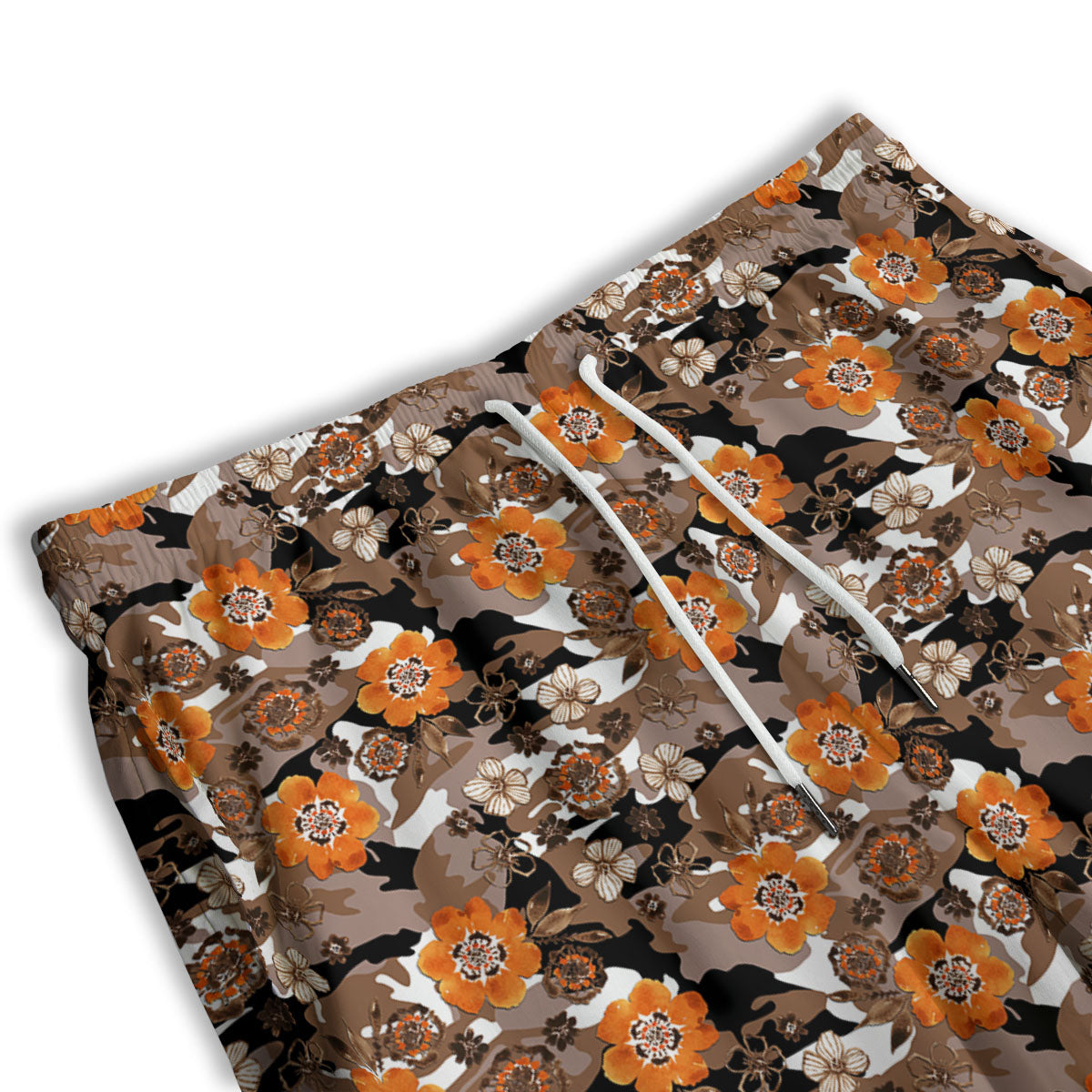 Camo Flower Brown Hawaiian Print Pattern Men's Athletic Shorts