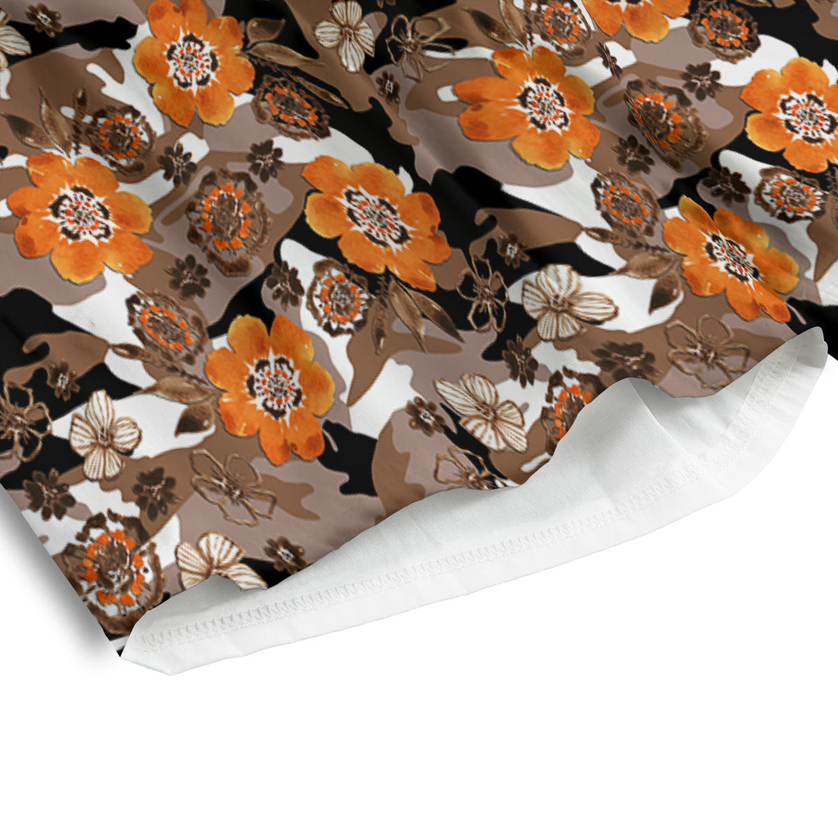 Camo Flower Brown Hawaiian Print Pattern Men's Athletic Shorts