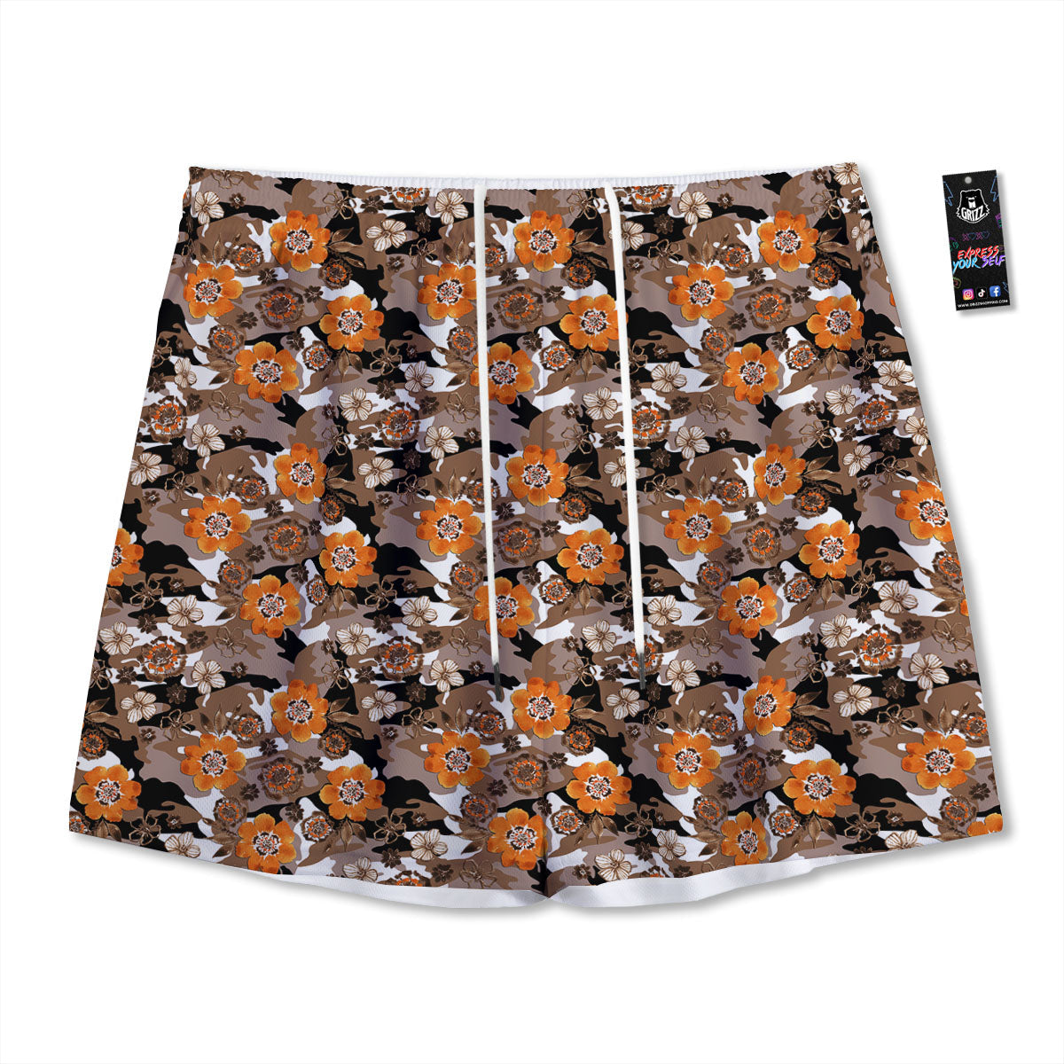 Check White And Grey Print Pattern Mesh Shorts