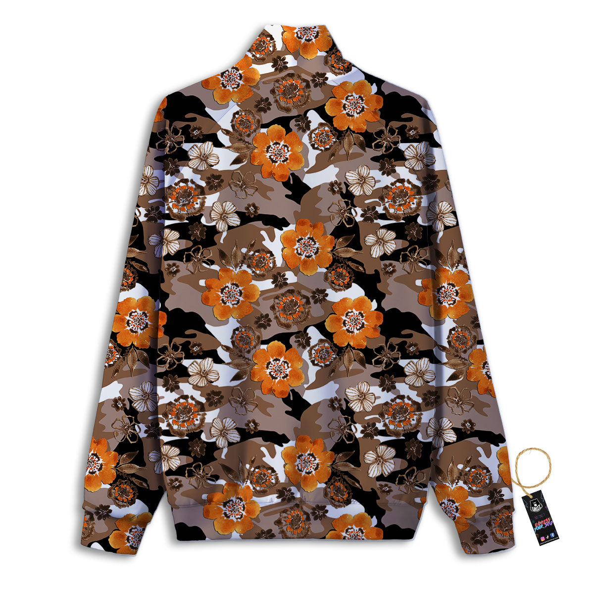 Camo Flower Brown Hawaiian Print Pattern Track Jacket-grizzshop