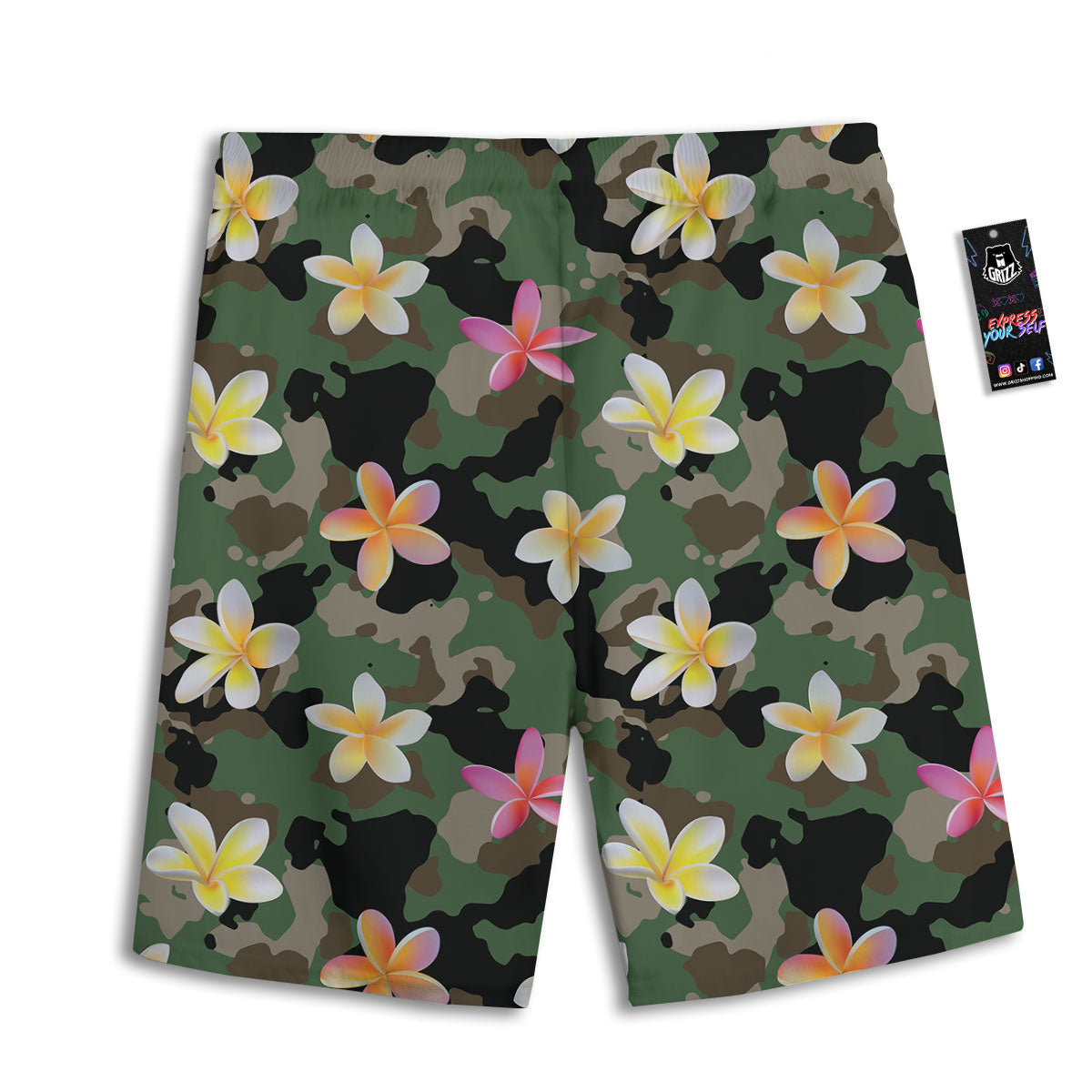 Camo Flower Military Green Print Pattern Men's Athletic Shorts