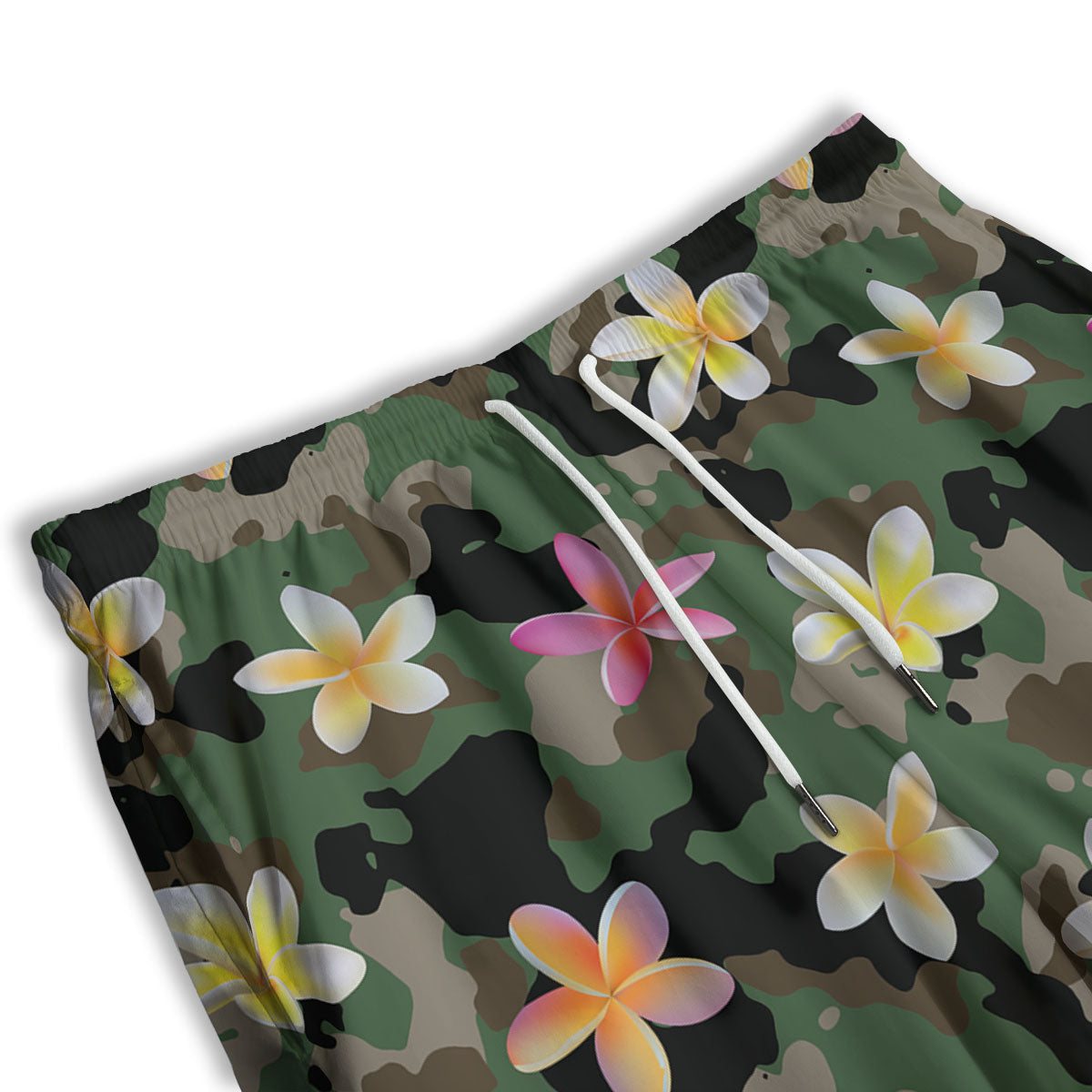 Camo Flower Military Green Print Pattern Men's Athletic Shorts