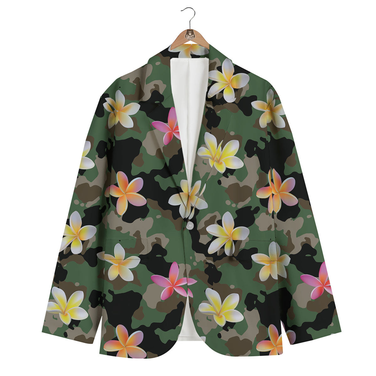 Camo Flower Military Green Print Pattern Men's Blazer-grizzshop