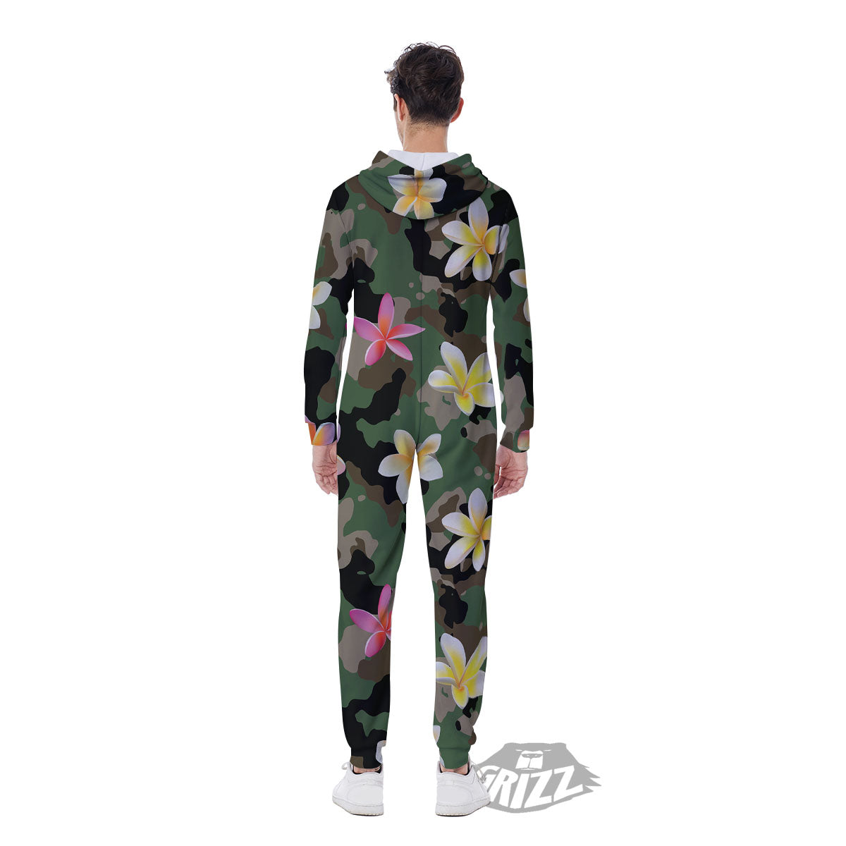 Camo Flower Military Green Print Pattern Men's Jumpsuit-grizzshop