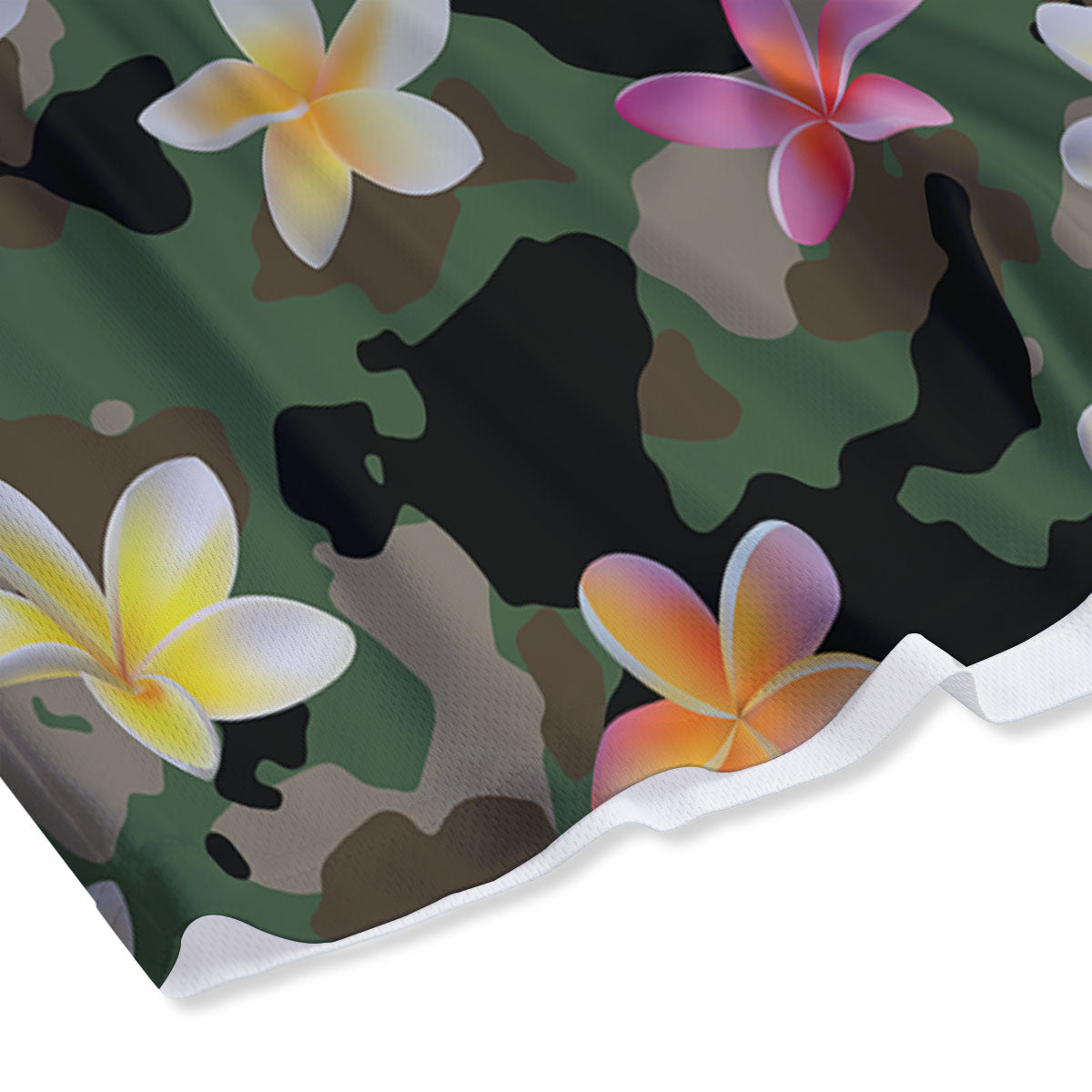 Camo Flower Military Green Print Pattern Mesh Shorts