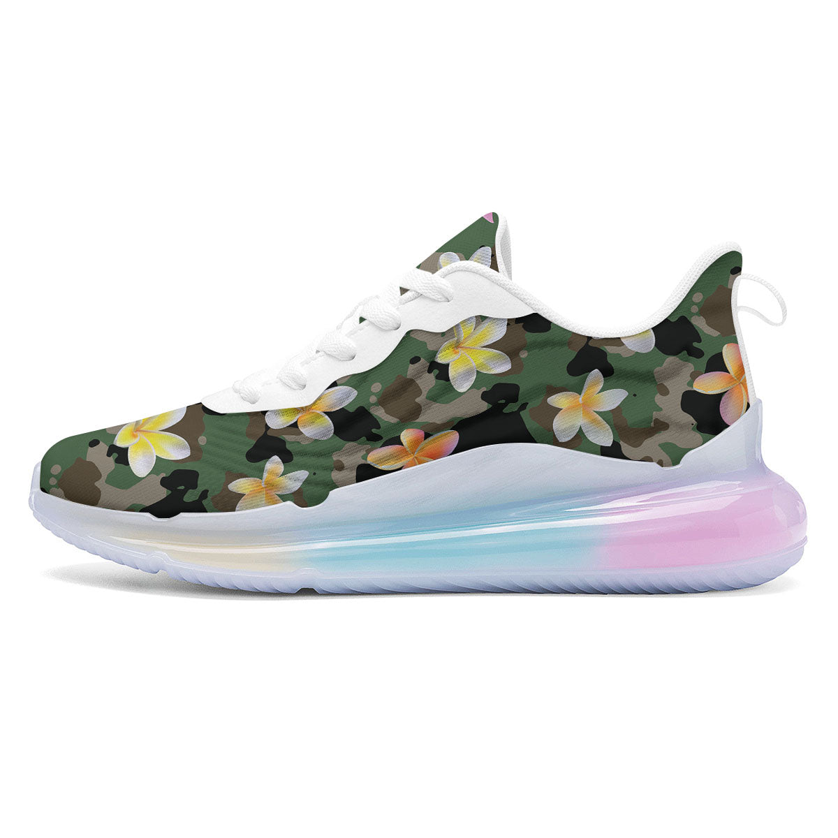 Camo Flower Military Green Print Pattern Running Sneakers-grizzshop