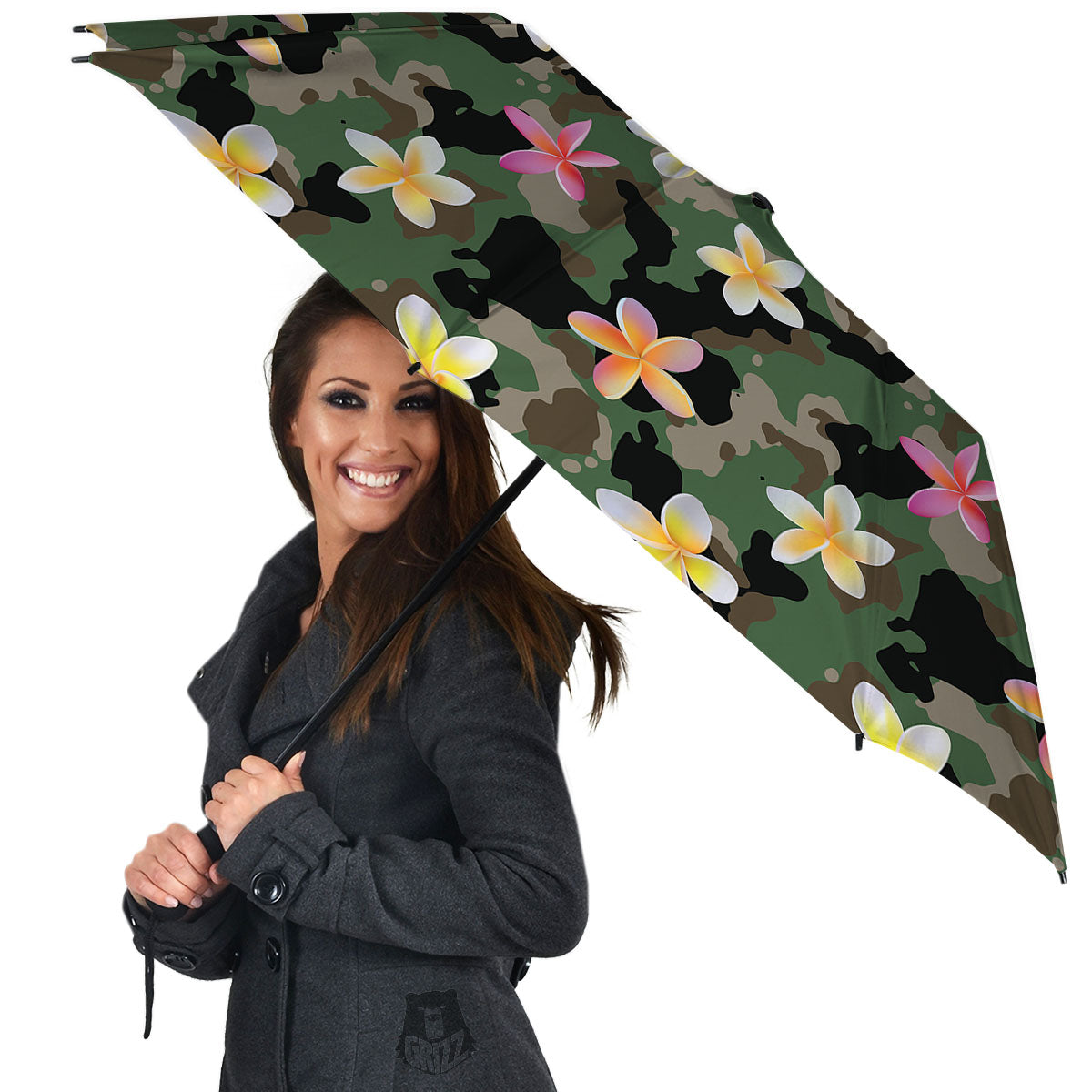 Camo Flower Military Green Print Pattern Umbrella-grizzshop