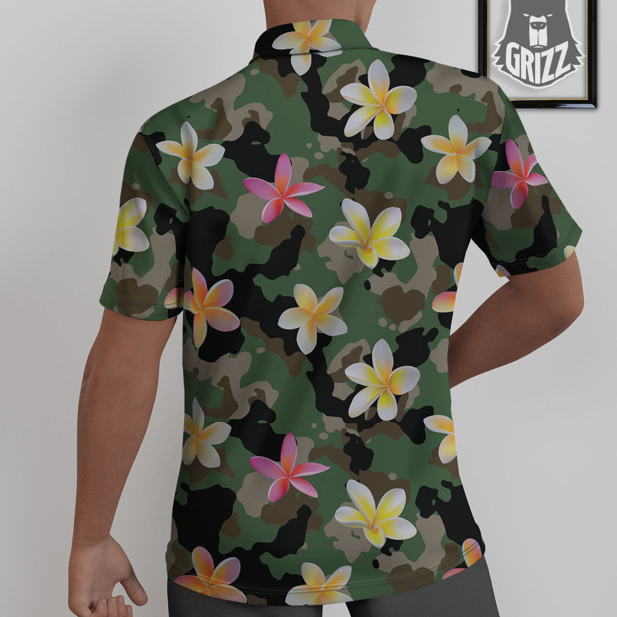 Camo Flower Military Green Print Pattern Untucked Shirts-grizzshop
