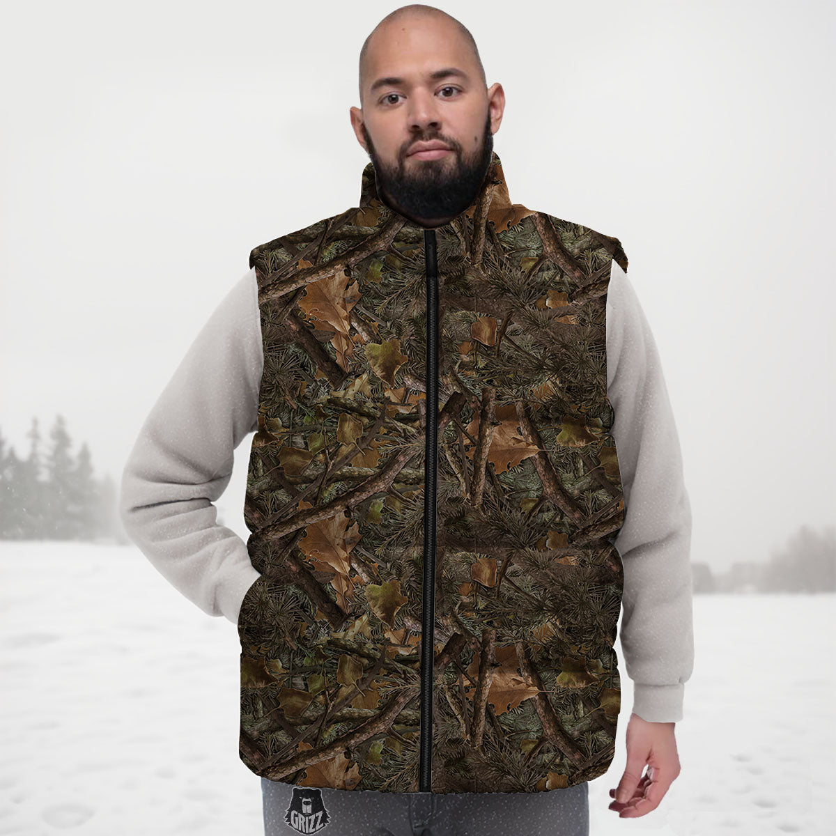Camo Hunting Print Pattern Down Vest-grizzshop