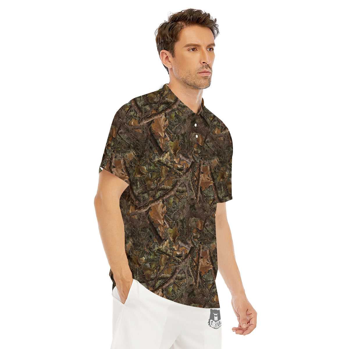 Camo Hunting Print Pattern Men's Golf Shirts-grizzshop