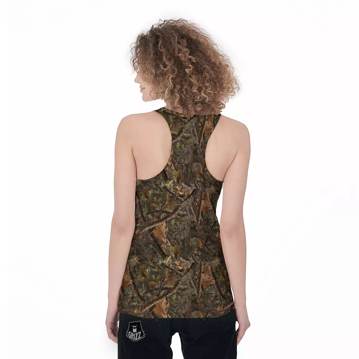 Camo Hunting Print Pattern Women's Racerback Tank Top-grizzshop
