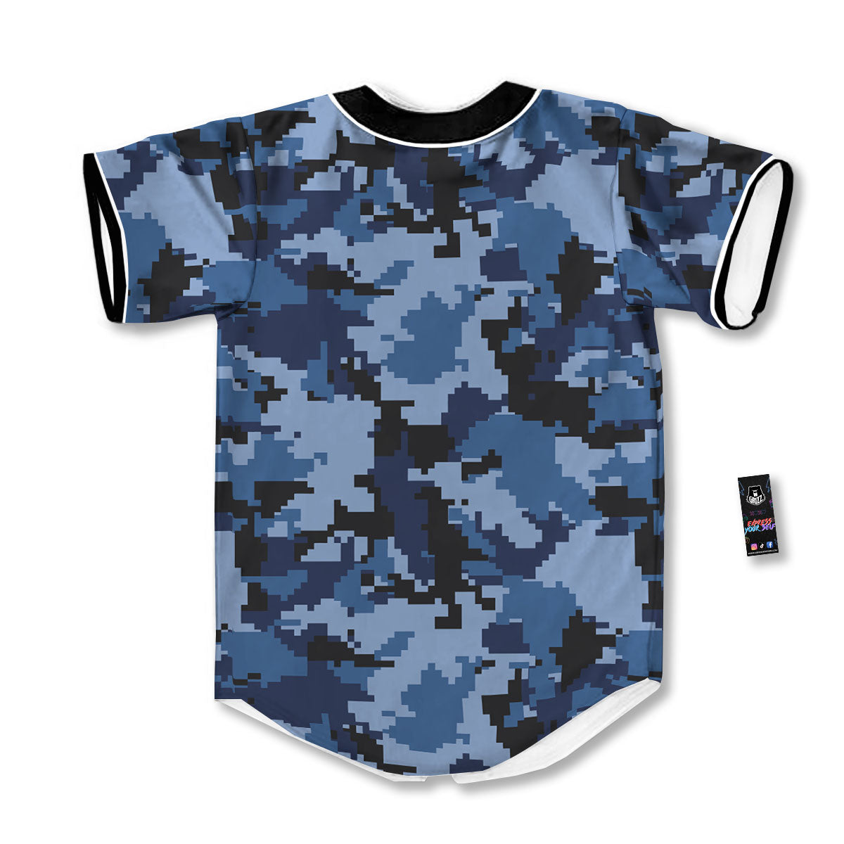 Camo Navy Digital Print Pattern Baseball Jersey-grizzshop