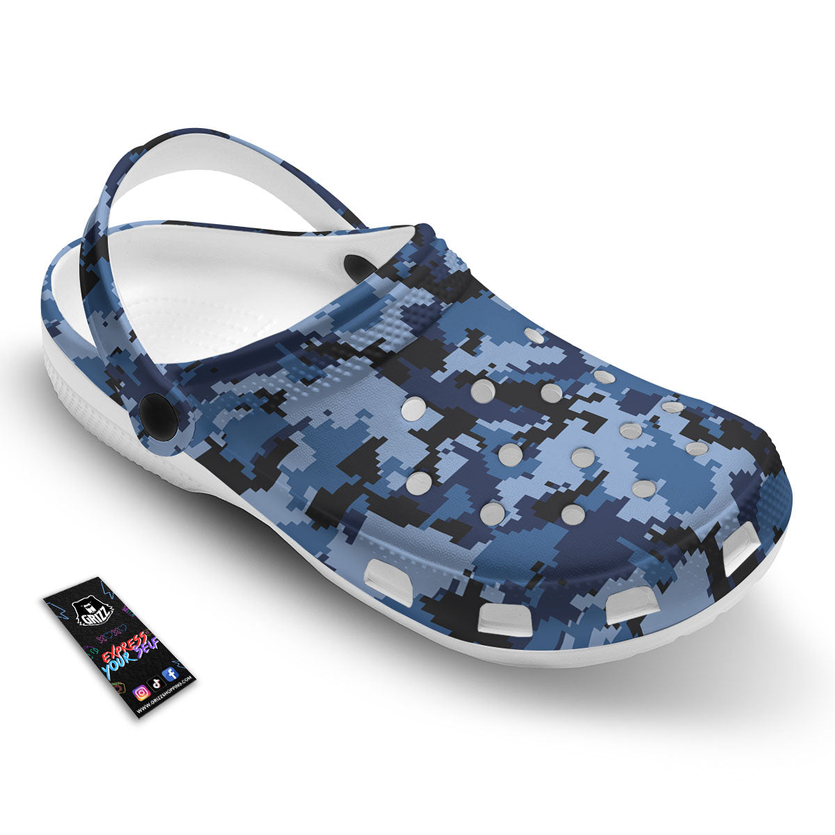 Camo Navy Digital Print Pattern Clog-grizzshop
