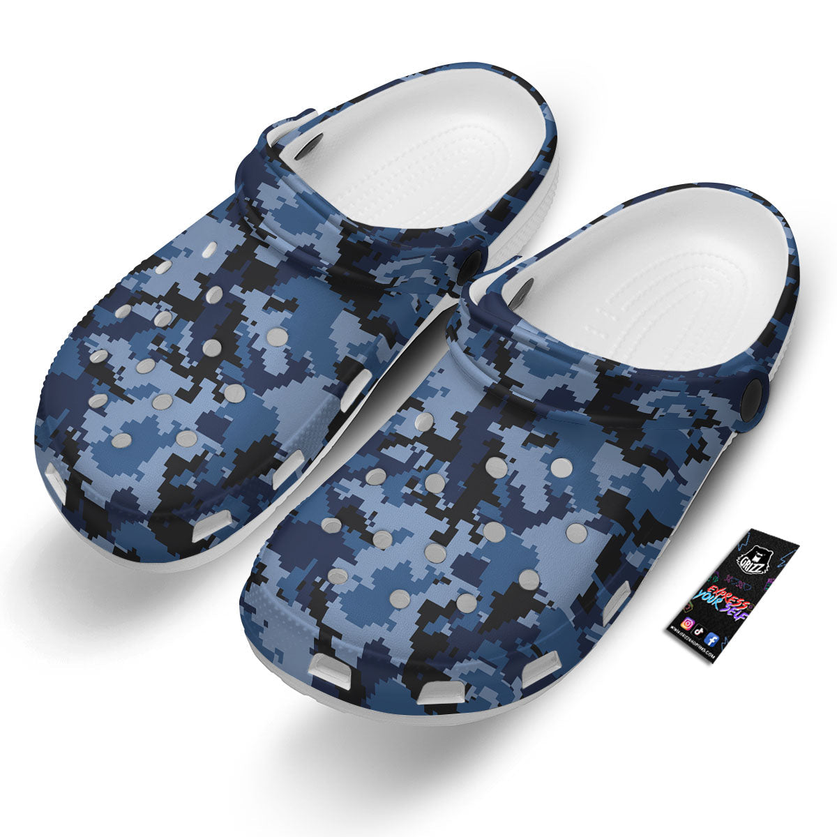 Camo Navy Digital Print Pattern Clog-grizzshop