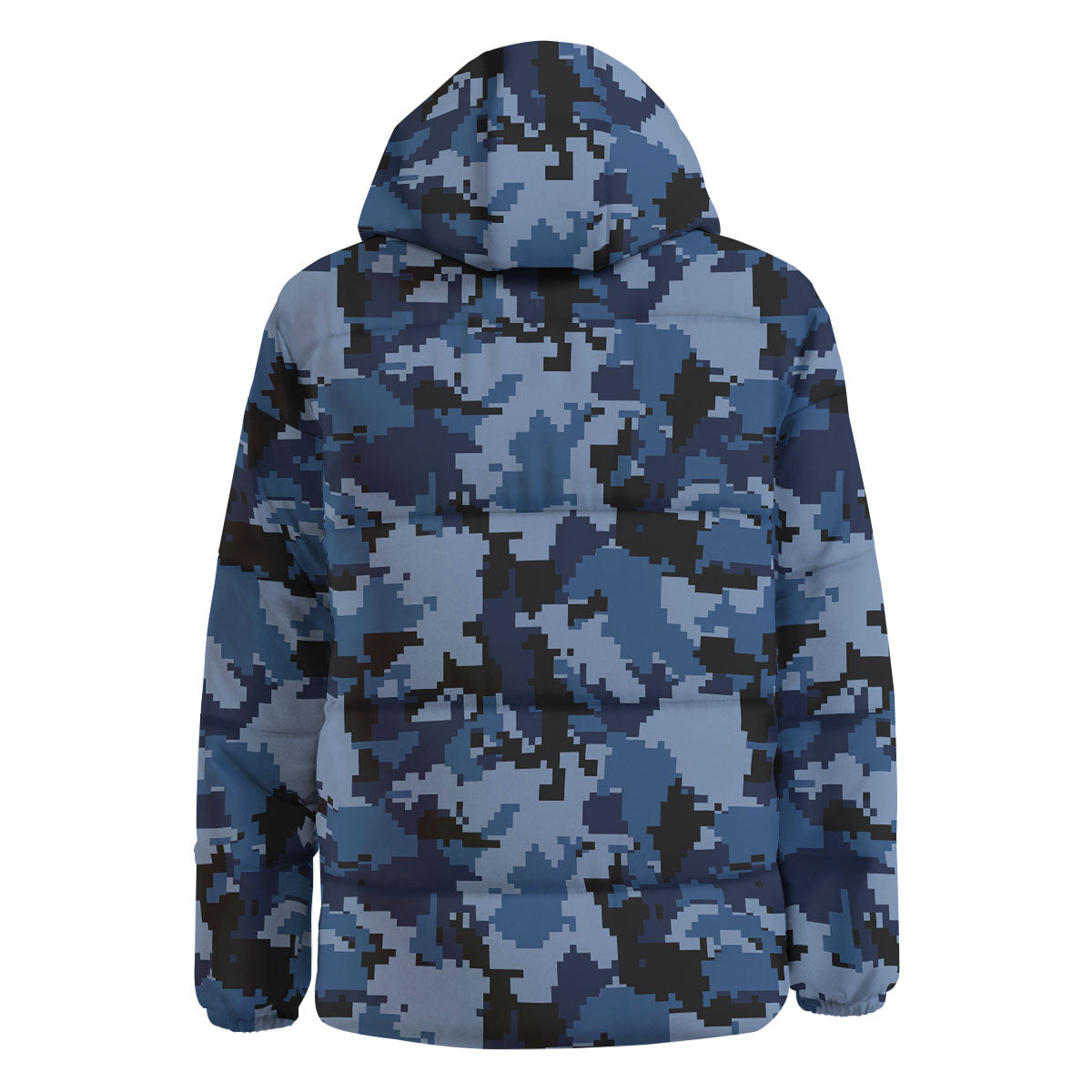 Camo Navy Digital Print Pattern Down Jacket-grizzshop