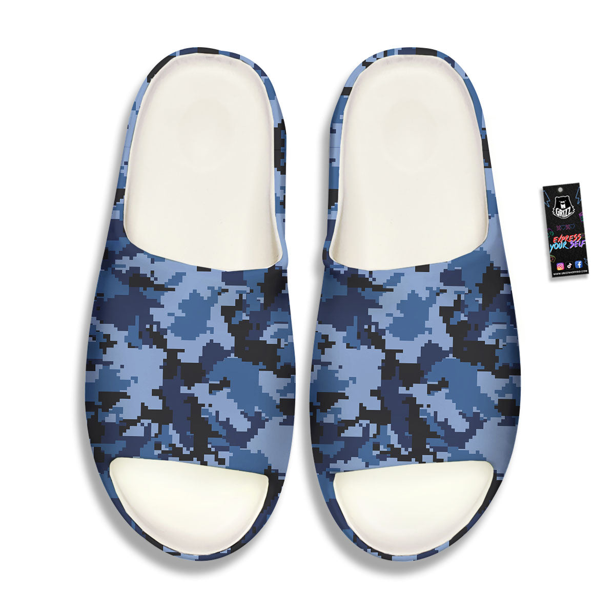 Camo Navy Digital Print Pattern Sandals-grizzshop