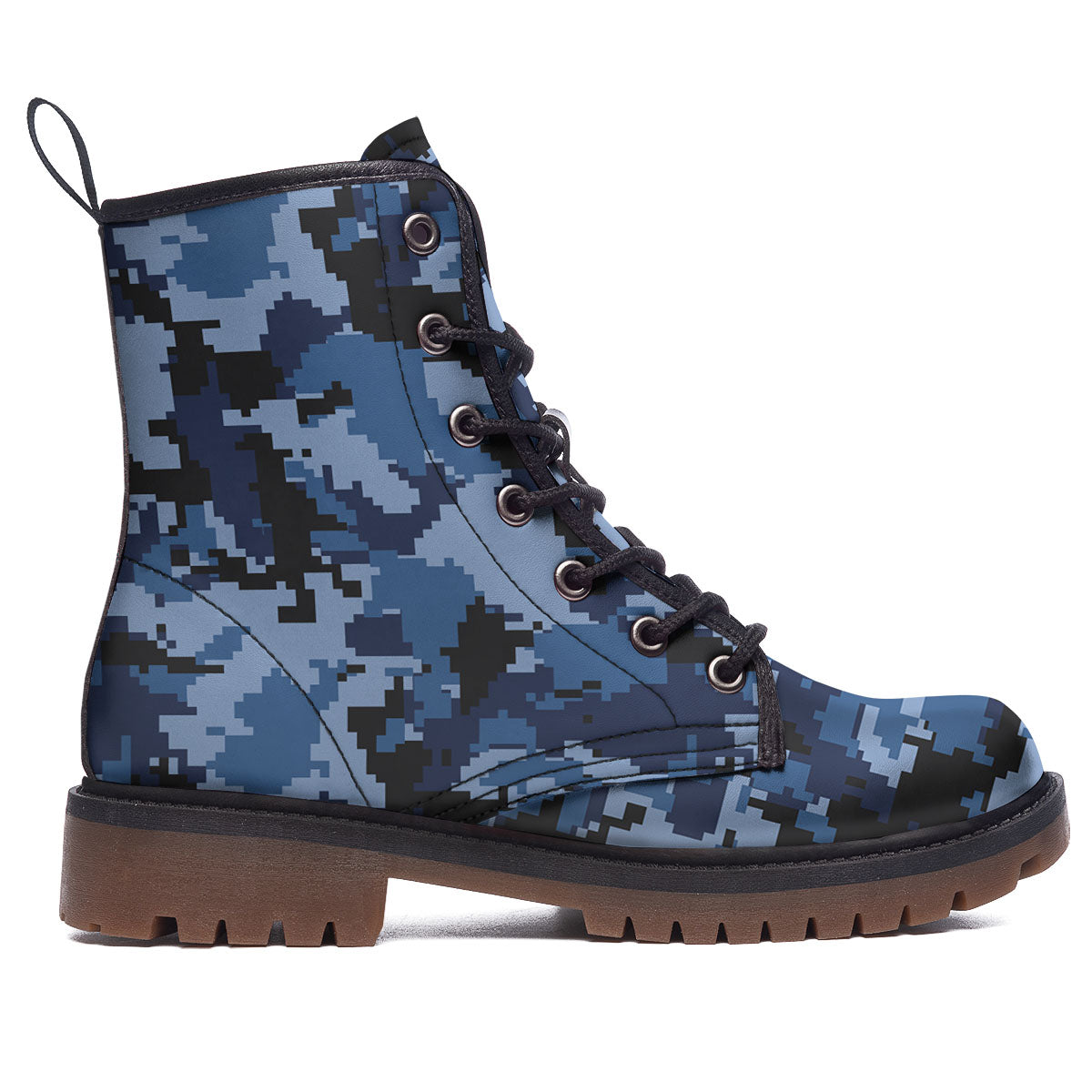 Camo Navy Digital Print Pattern Work Boots-grizzshop