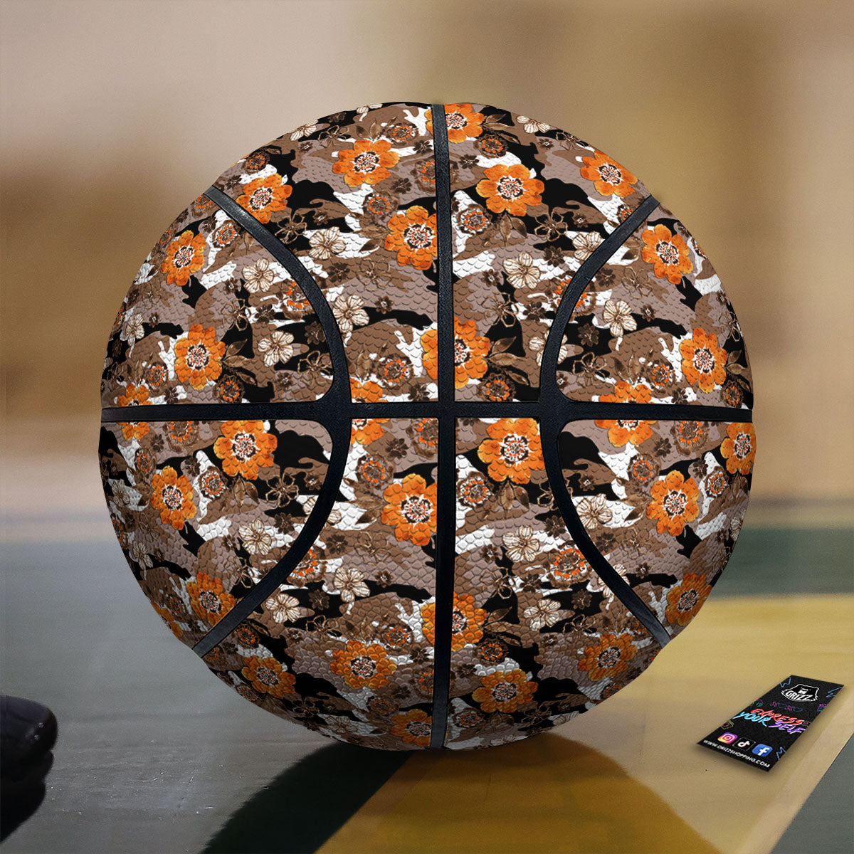 Camo Flower Brown Hawaiian Print Pattern Basketball