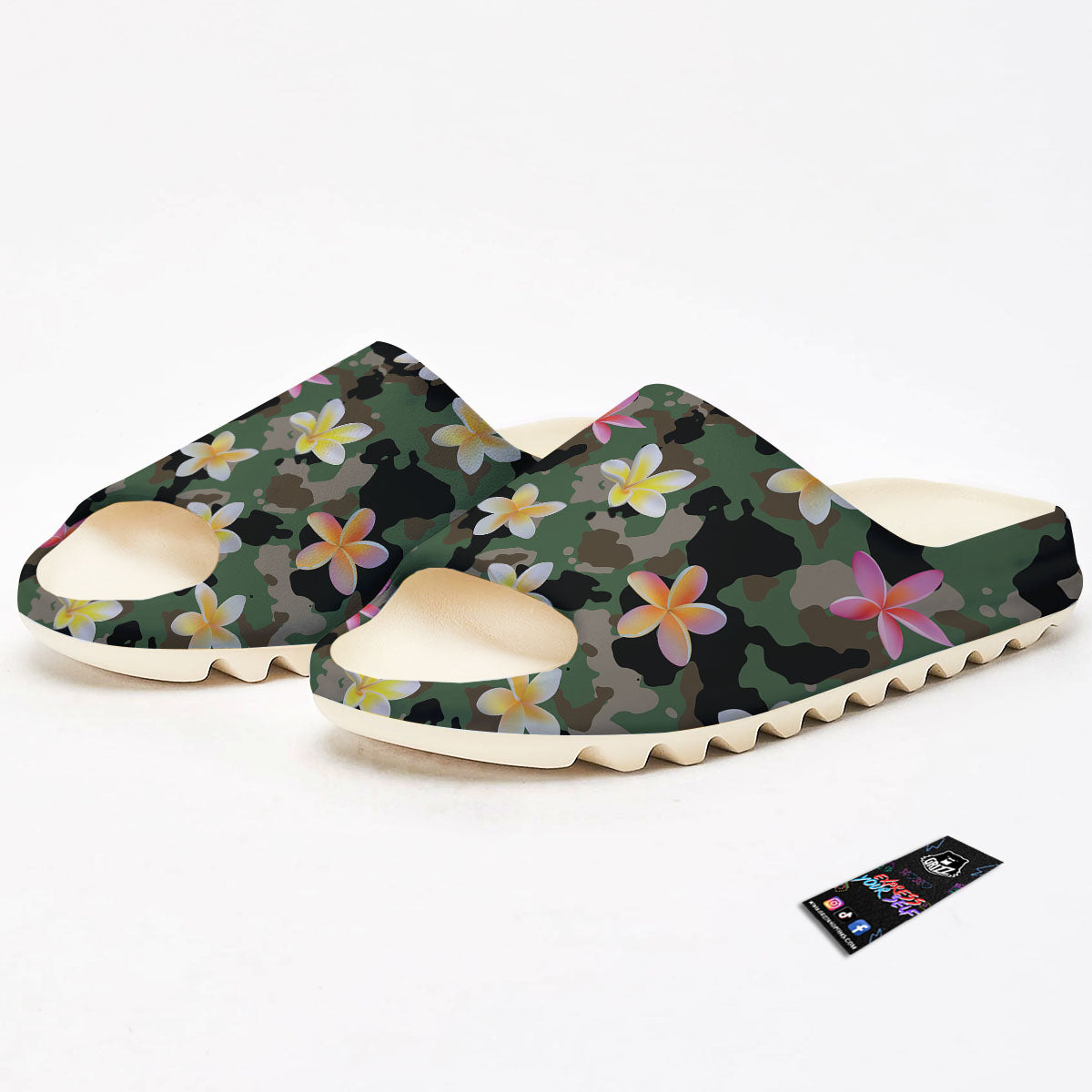 Camo Flower Military Green Print Pattern Sandals-grizzshop
