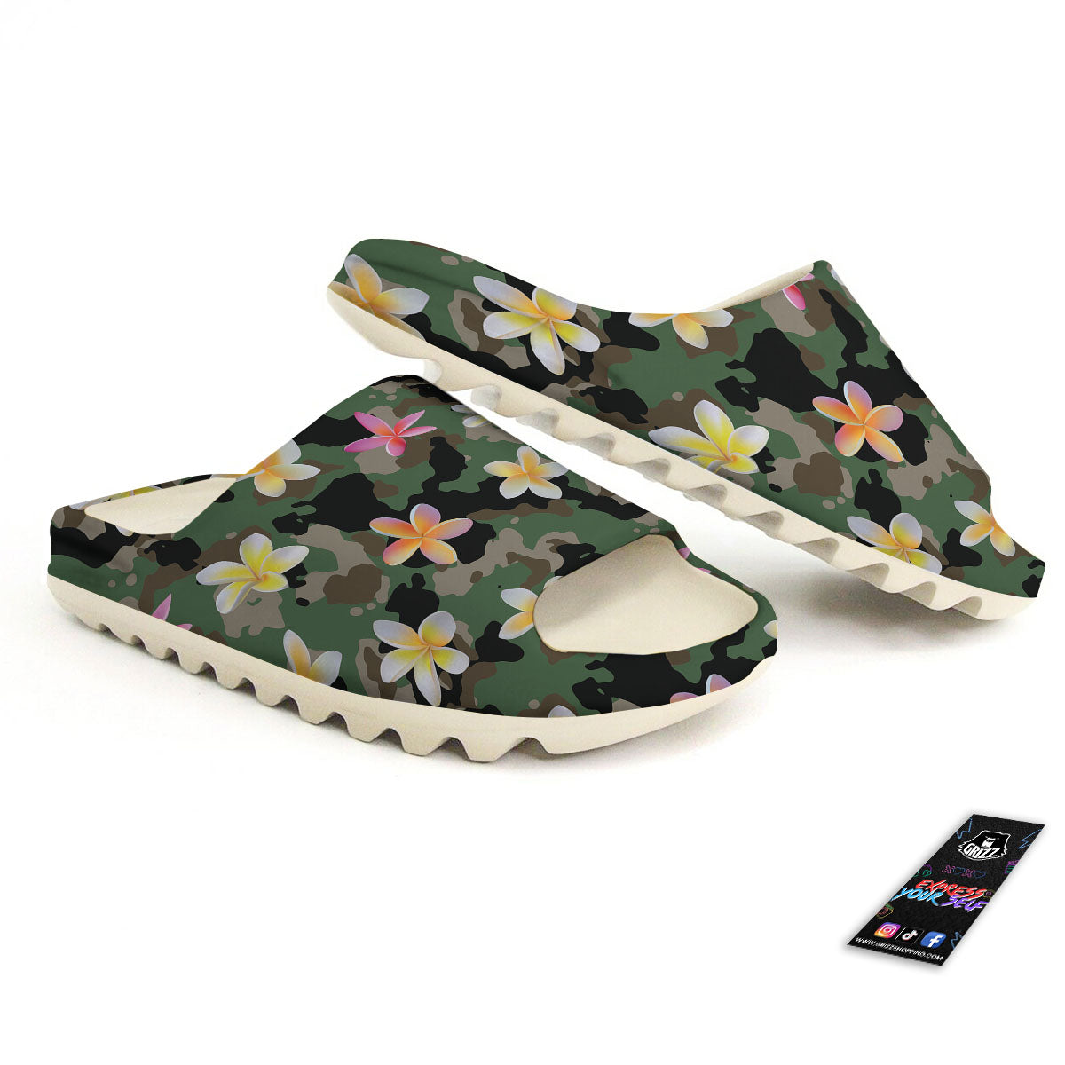 Camo Flower Military Green Print Pattern Sandals-grizzshop
