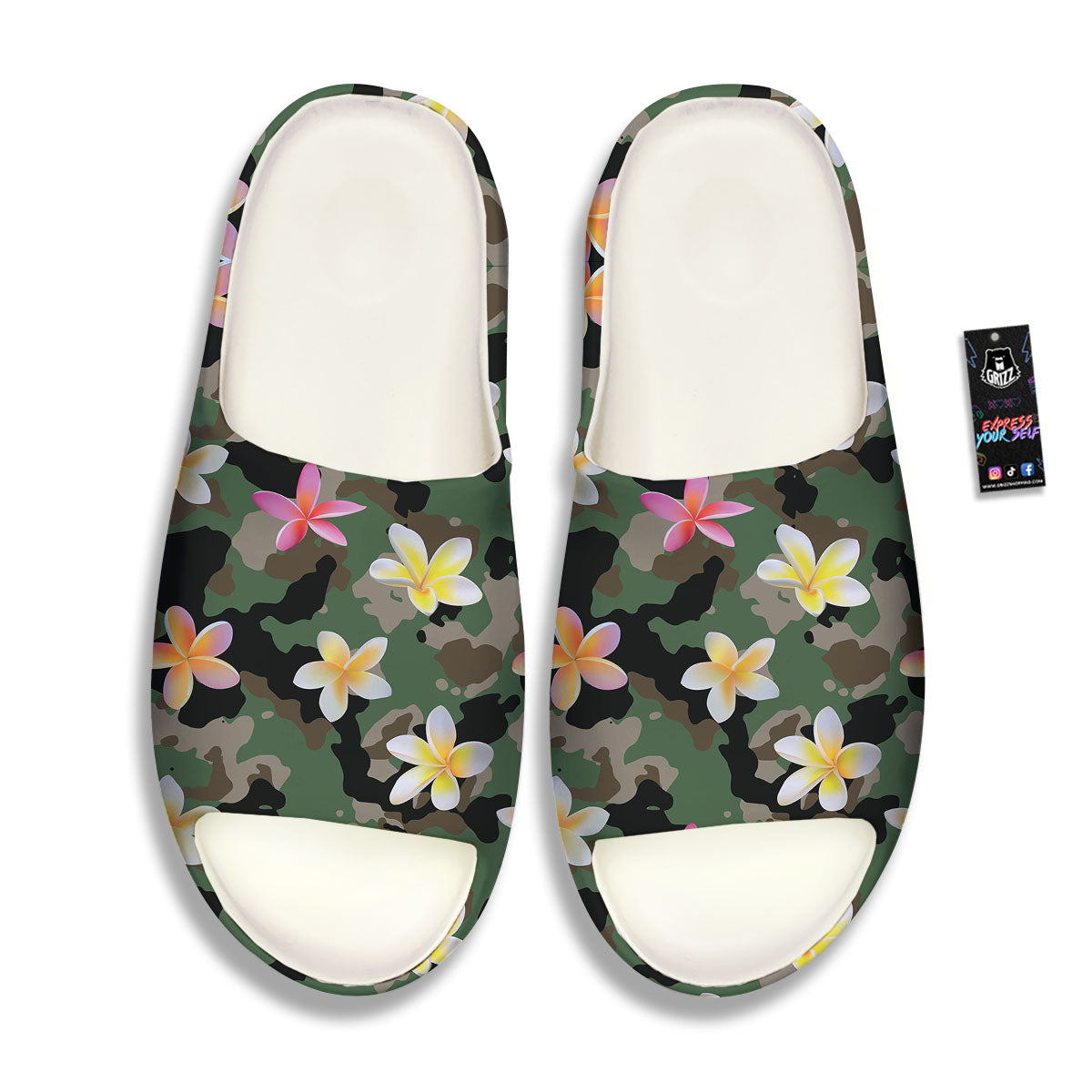 Camo Flower Military Green Print Pattern Sandals-grizzshop