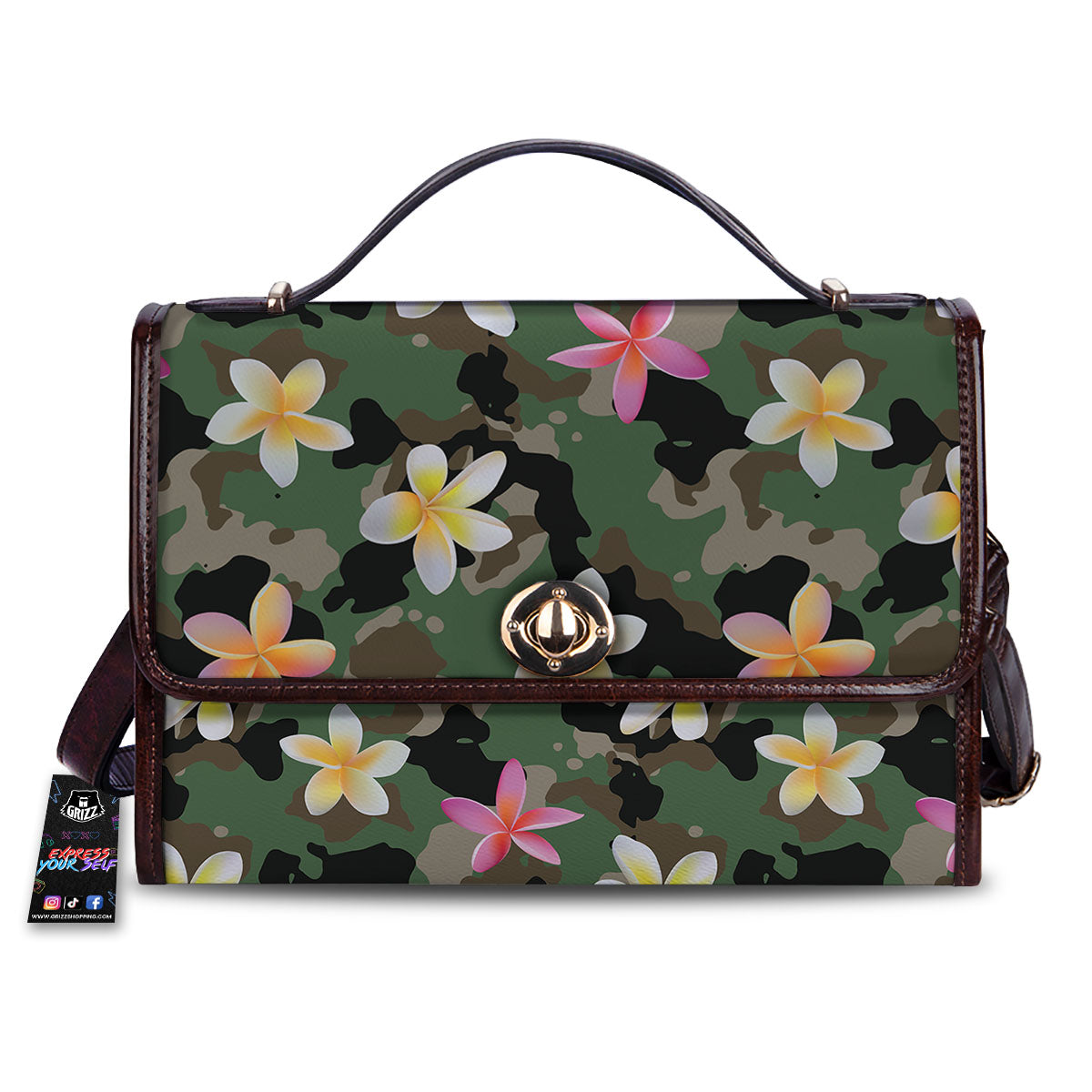 Camo Flower Military Green Print Pattern Women's Satchel Bag