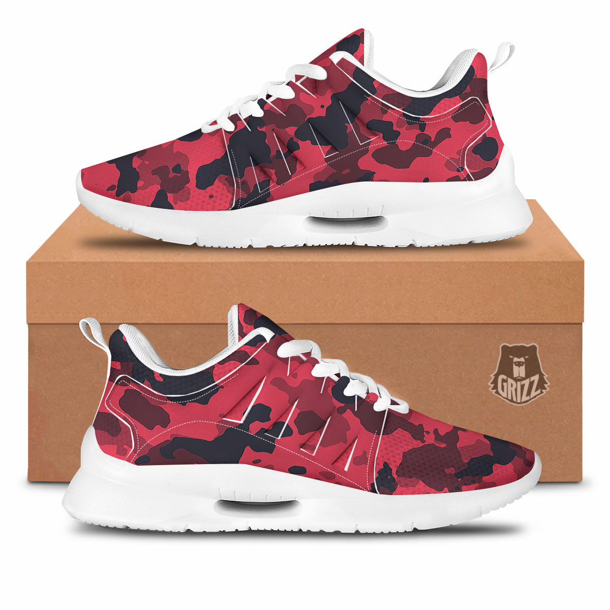 Camouflage Black And Red Print Tennis Shoes-grizzshop