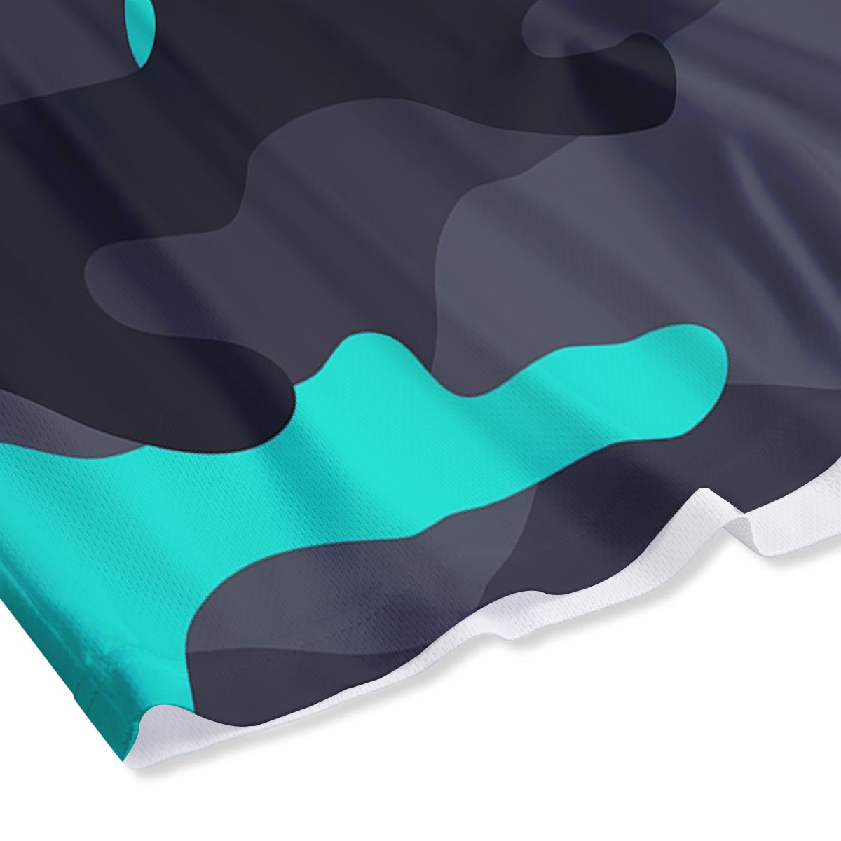 Camouflage Black And Teal Print Mesh Shorts