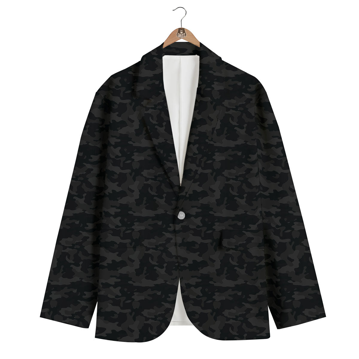 Camouflage Black Print Men's Blazer-grizzshop