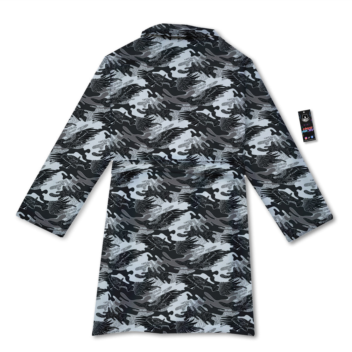 Camouflage Black Wings Print Pattern Bathrobe-grizzshop
