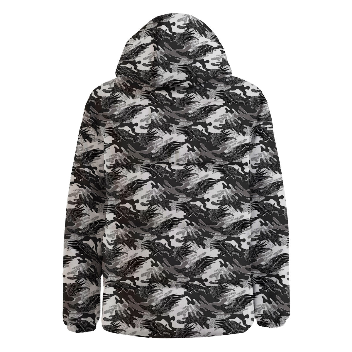 Camouflage Black Wings Print Pattern Down Jacket-grizzshop