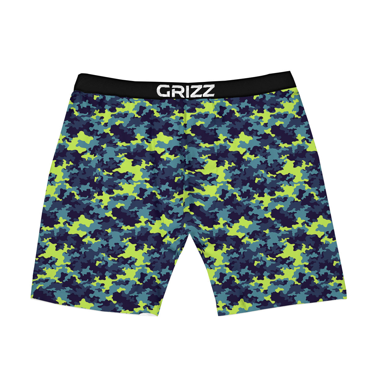 Camouflage Blue And Neon Green Print Pattern Boxer Briefs-grizzshop