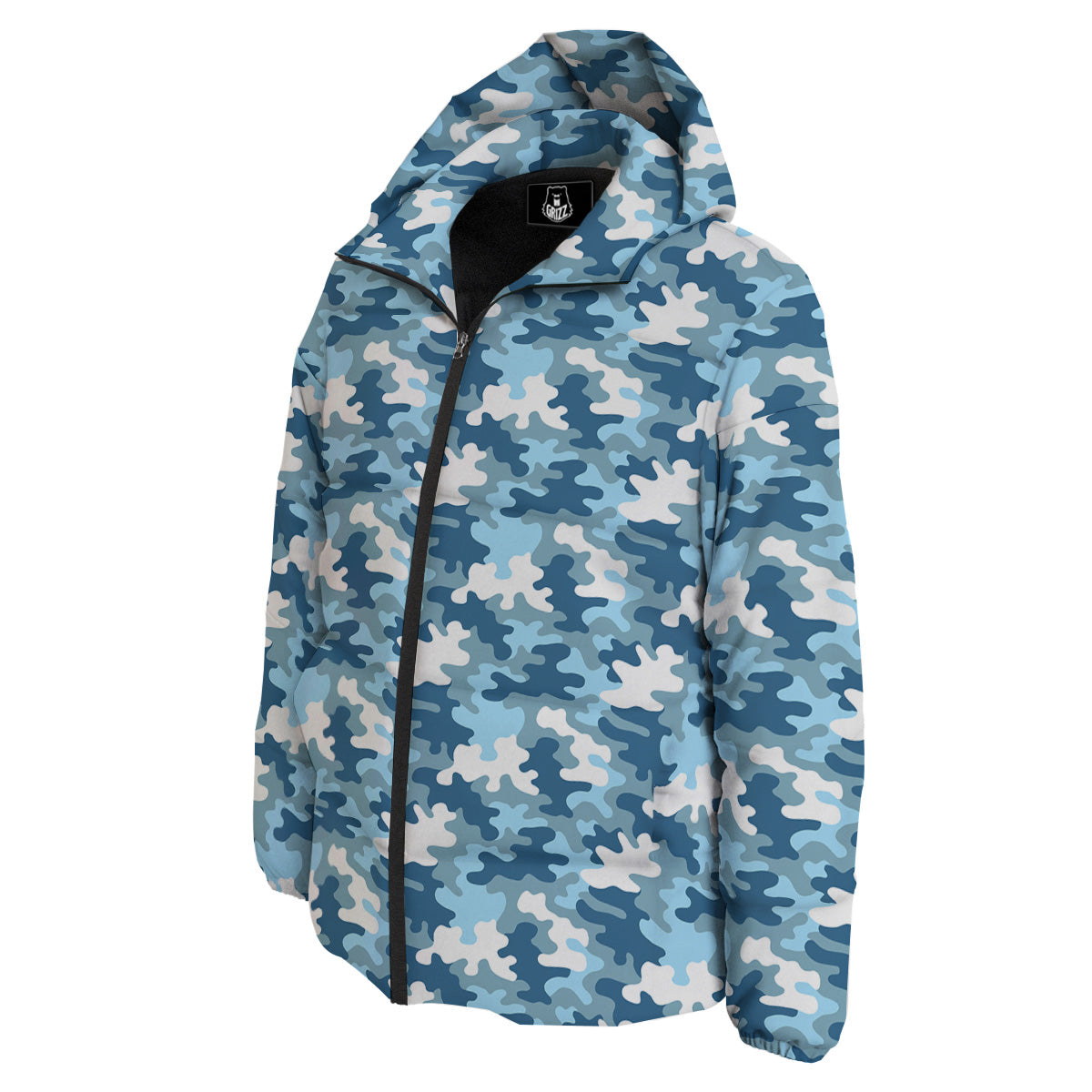 Camouflage Blue Snow Print Down Jacket-grizzshop