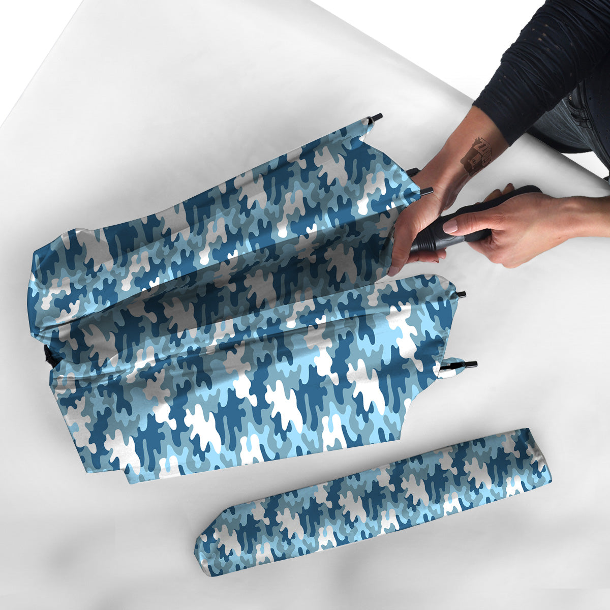 Camouflage Blue Snow Print Umbrella-grizzshop