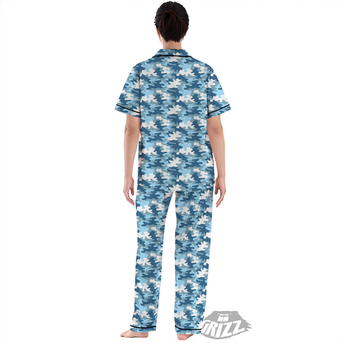 Camouflage Blue Snow Print Women's Pajamas Set-grizzshop