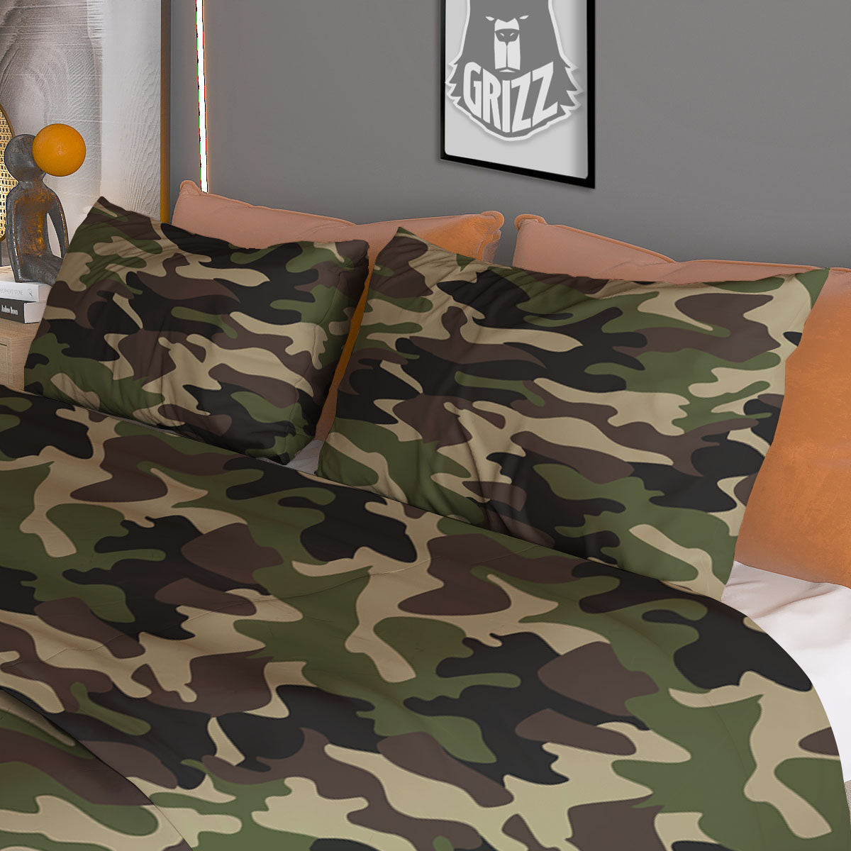 Camouflage Brown And Green Print Duvet Cover Bedding Set