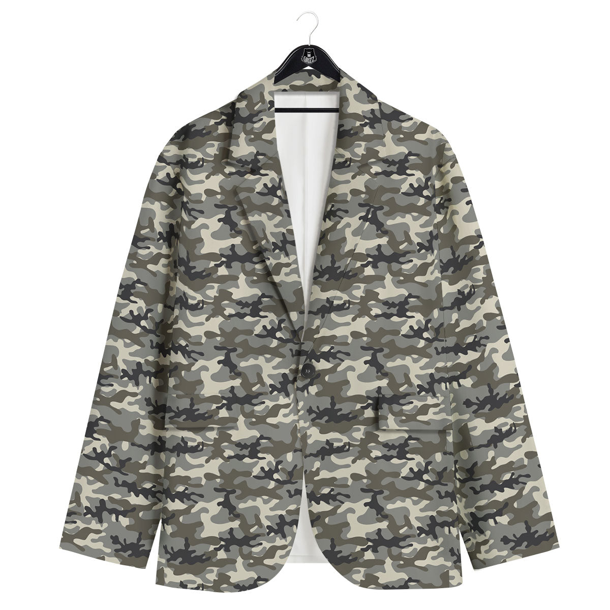 Camouflage Brown And Grey Print Men's Sport Coat-grizzshop