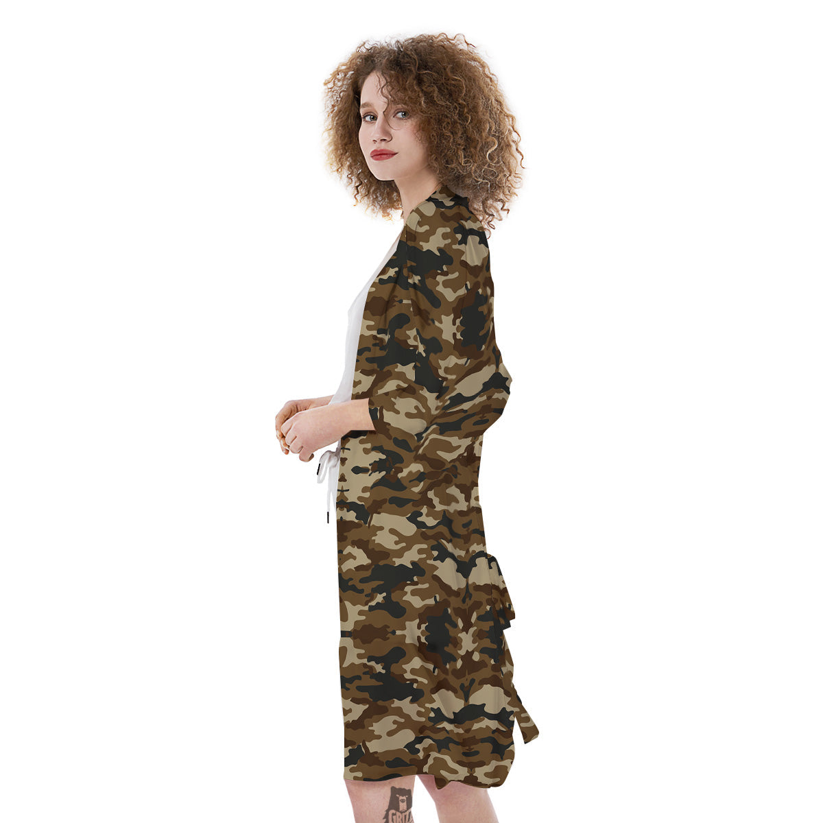 Camouflage Brown Print Kimono-grizzshop