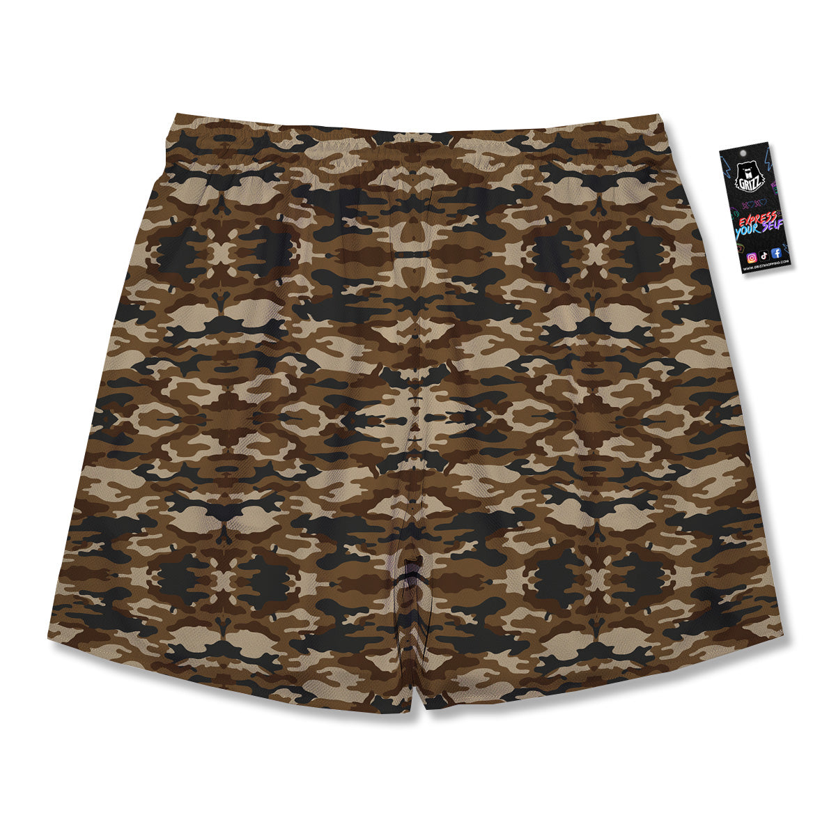 Camouflage Brown Print Men's Running Shorts-grizzshop