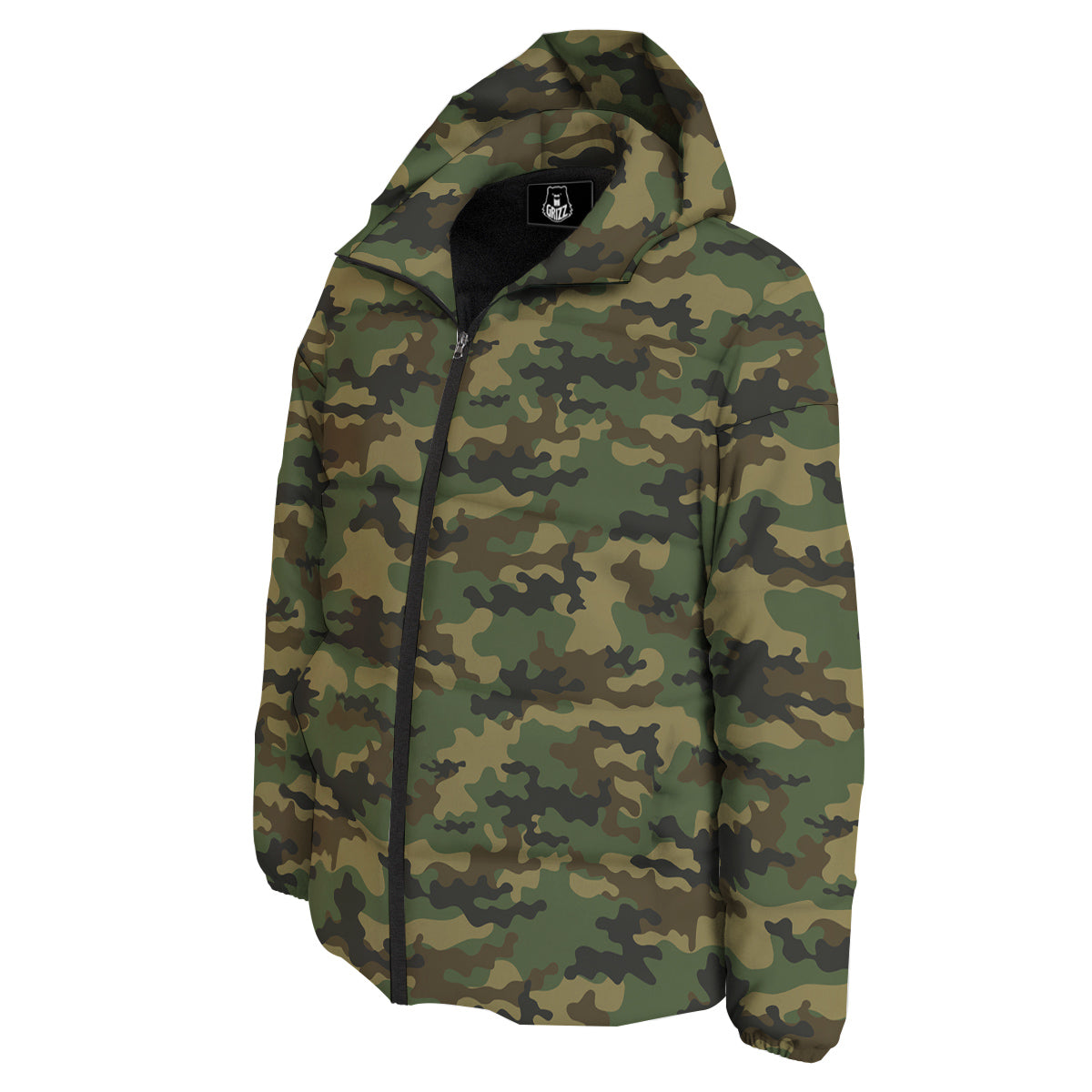 Camouflage Classic Green Print Down Jacket-grizzshop