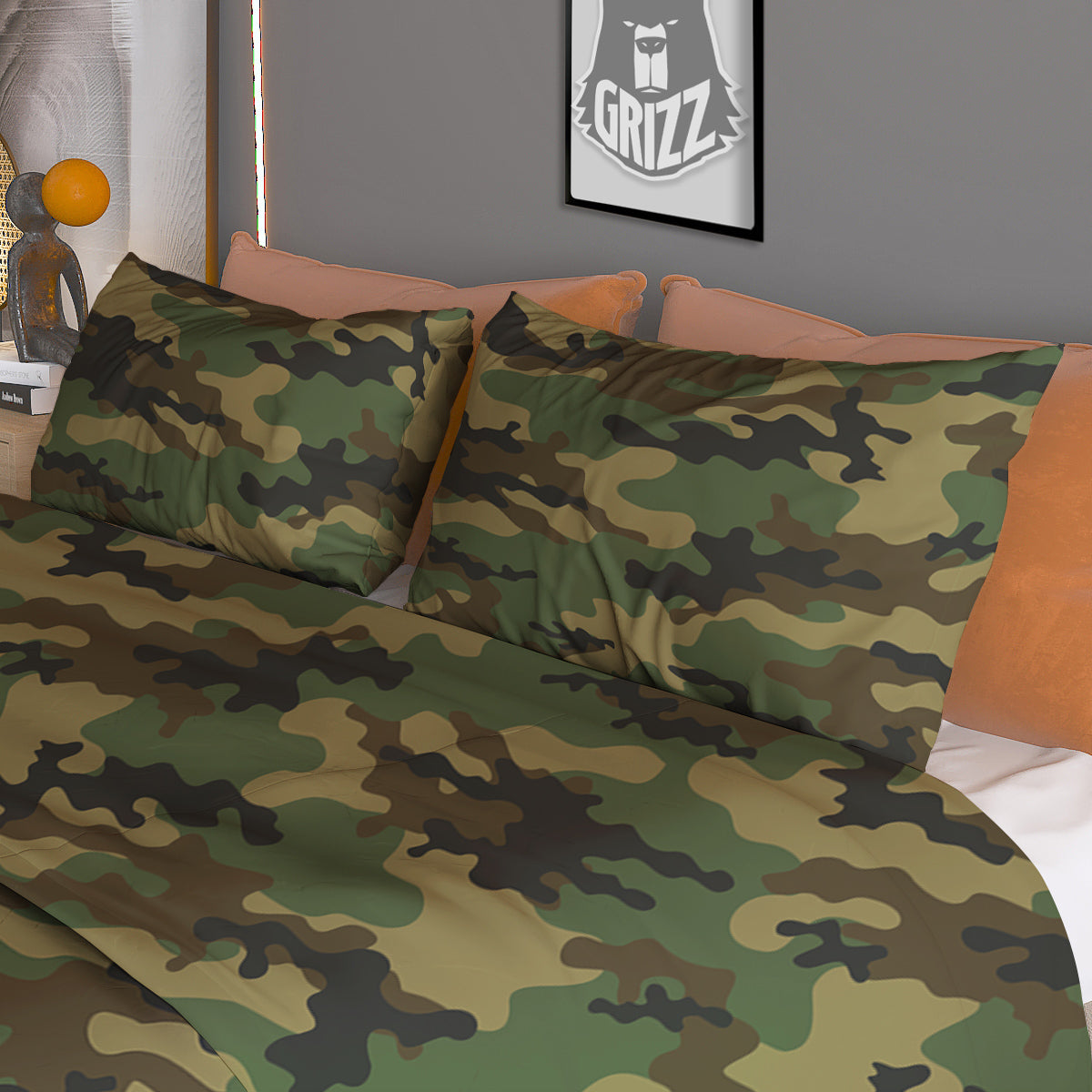 Cheetah Black And Green Print Duvet Cover Bedding Set