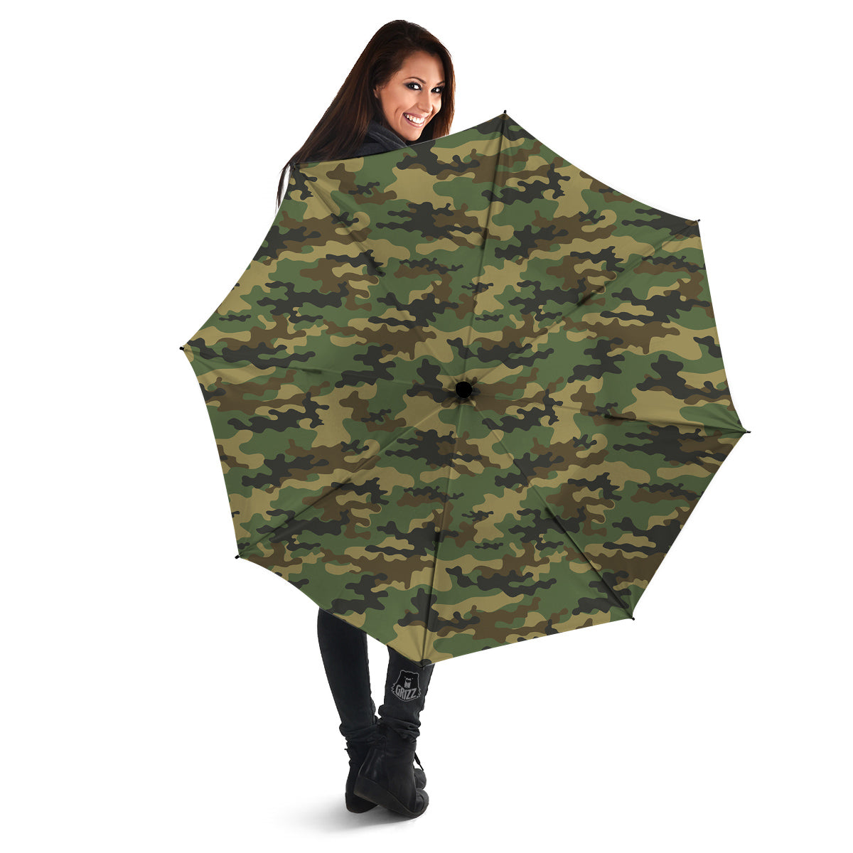 Camouflage Classic Green Print Umbrella-grizzshop