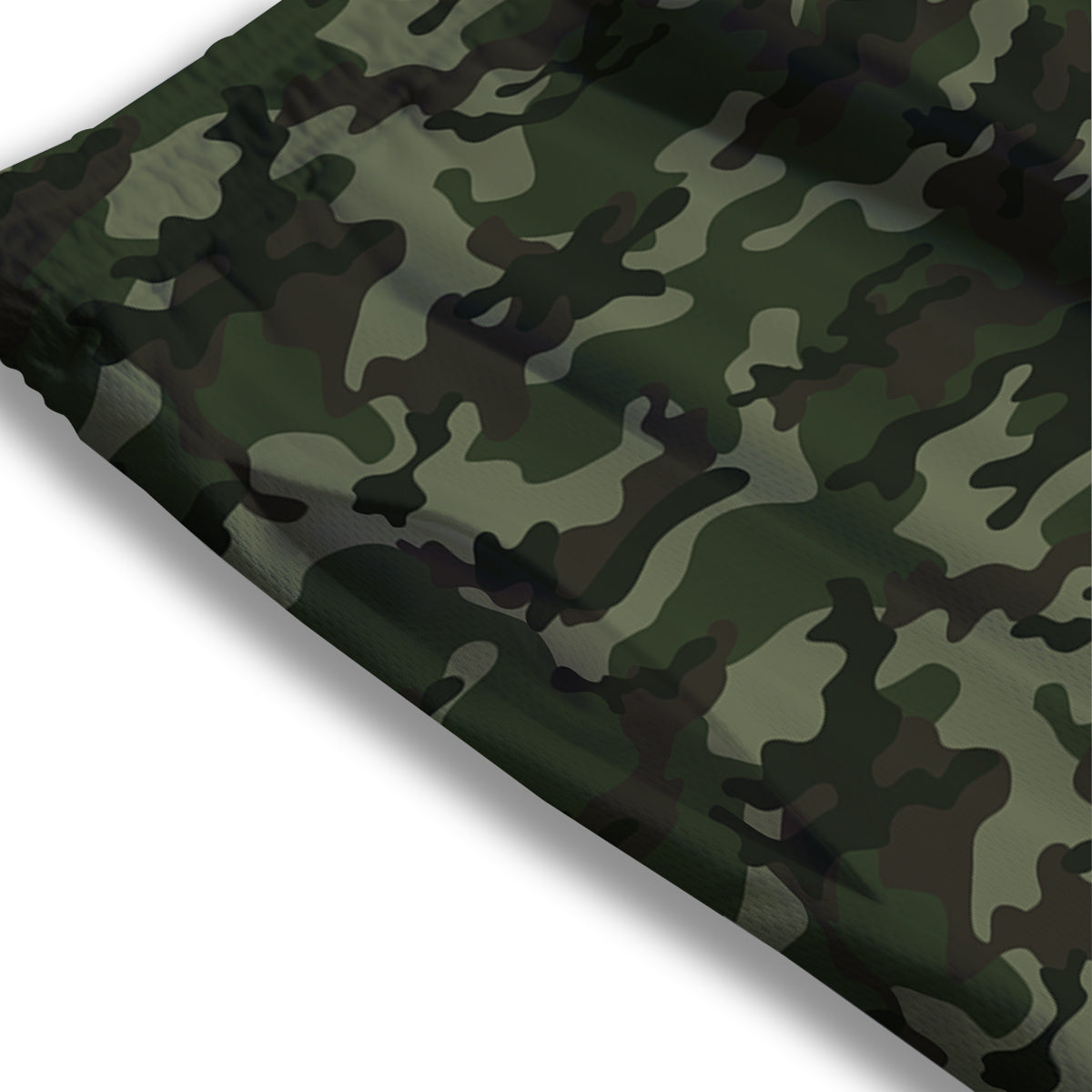 Camouflage Dark Green Print Mesh Shorts