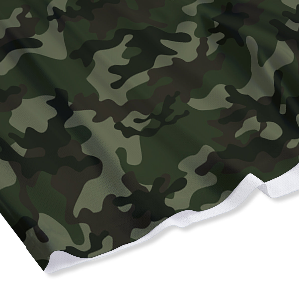 Camouflage Dark Green Print Mesh Shorts