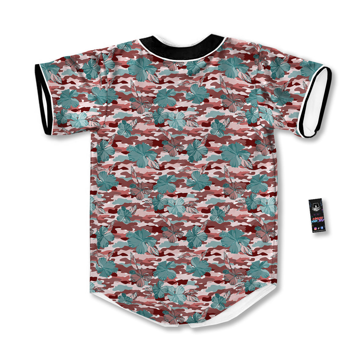 Camouflage Flower Colorful Aloha Print Baseball Jersey-grizzshop