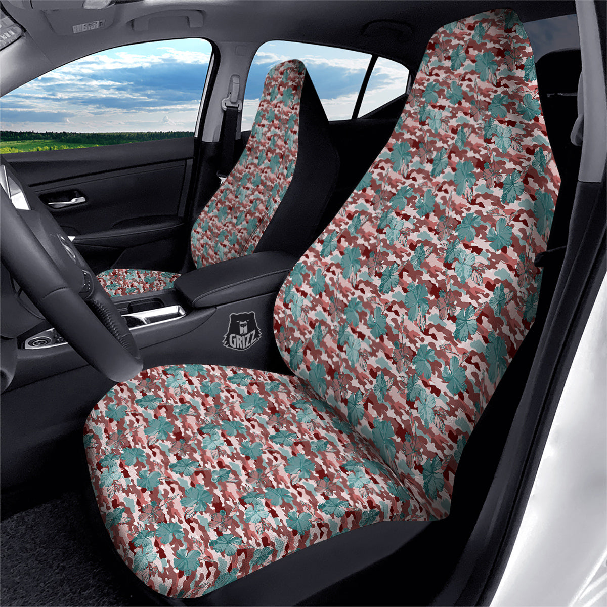 Camouflage Flower Colorful Aloha Print Car Seat Covers-grizzshop