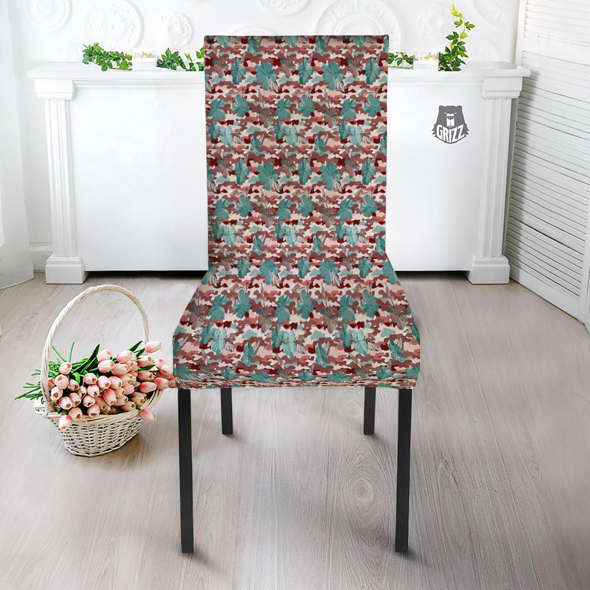 Camouflage Flower Colorful Aloha Print Dining Chair Slipcover-grizzshop
